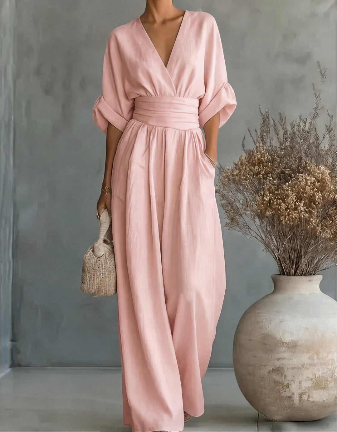 Brooklyn | Elegant V-Neck Wide-Leg Jumpsuit