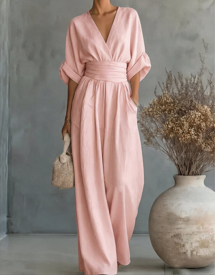 Brooklyn | Elegant V-Neck Wide-Leg Jumpsuit