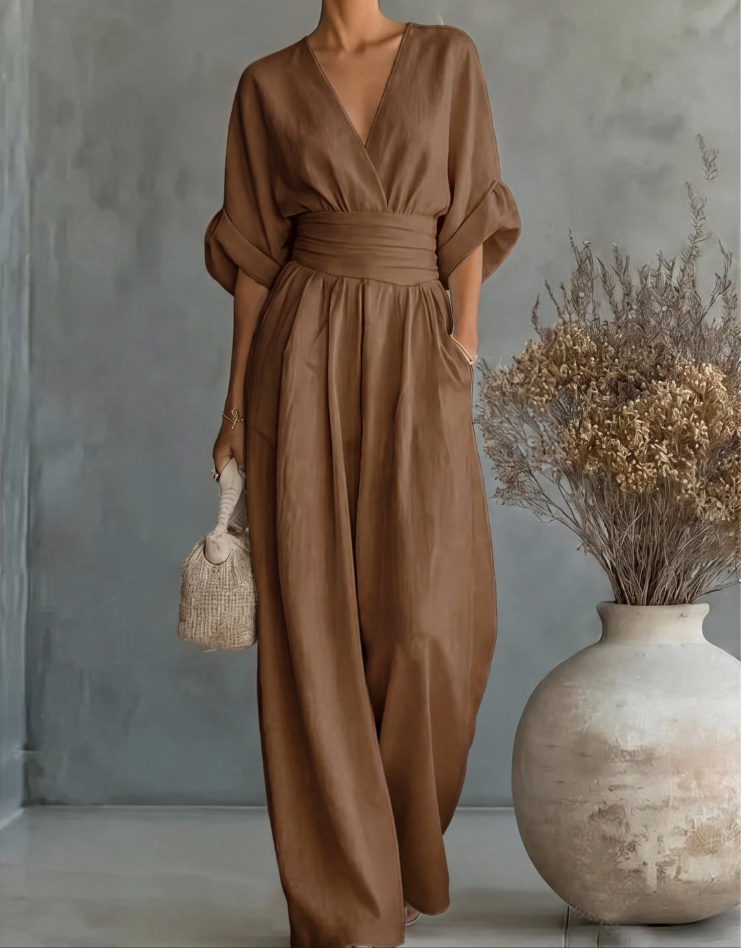 Brooklyn | Elegant V-Neck Wide-Leg Jumpsuit