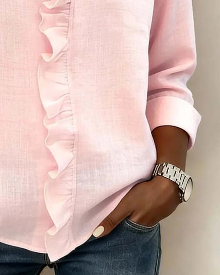 Aletta | Elegant and Flattering Ruffled Blouse with V-Neck