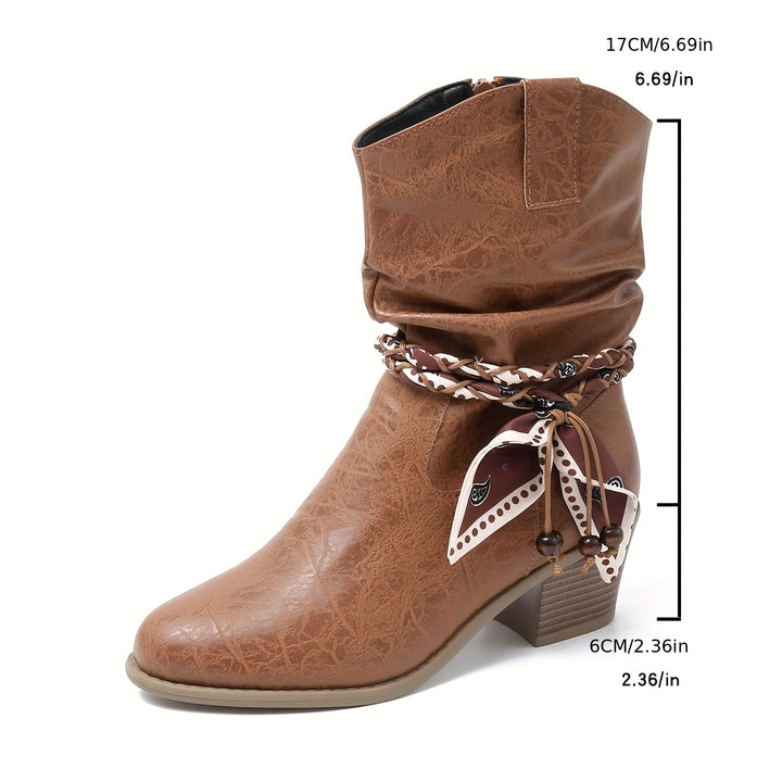 Anna - Cowboy Bow Charm Ankle Boots