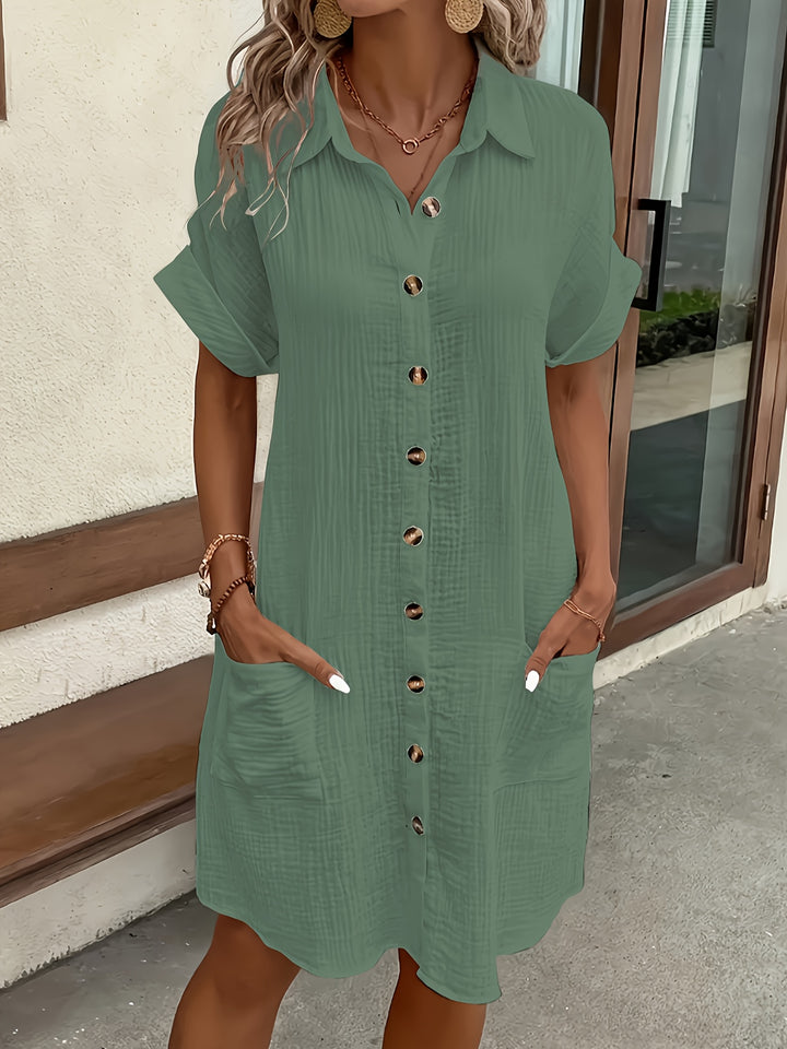 Amara | Elegant Solid Shirt Dress