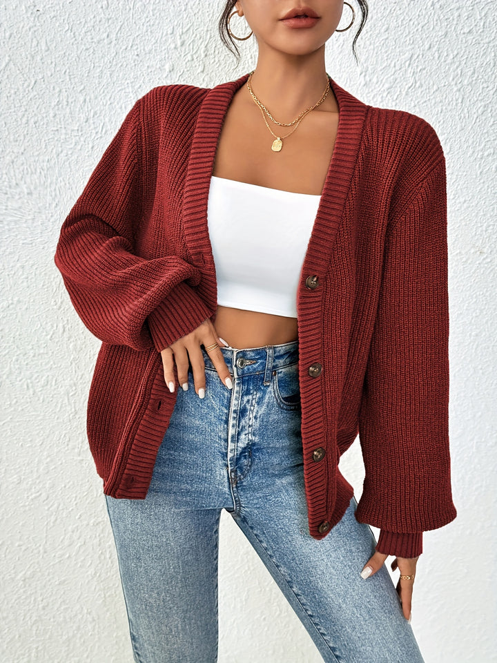 Hillary | Plain Color Front Button Cardigan