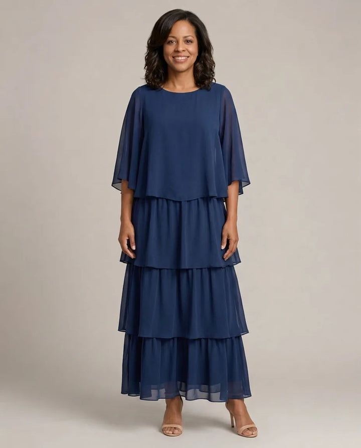 Lara | Elegant Flowing Maxi Dress — Dark blue