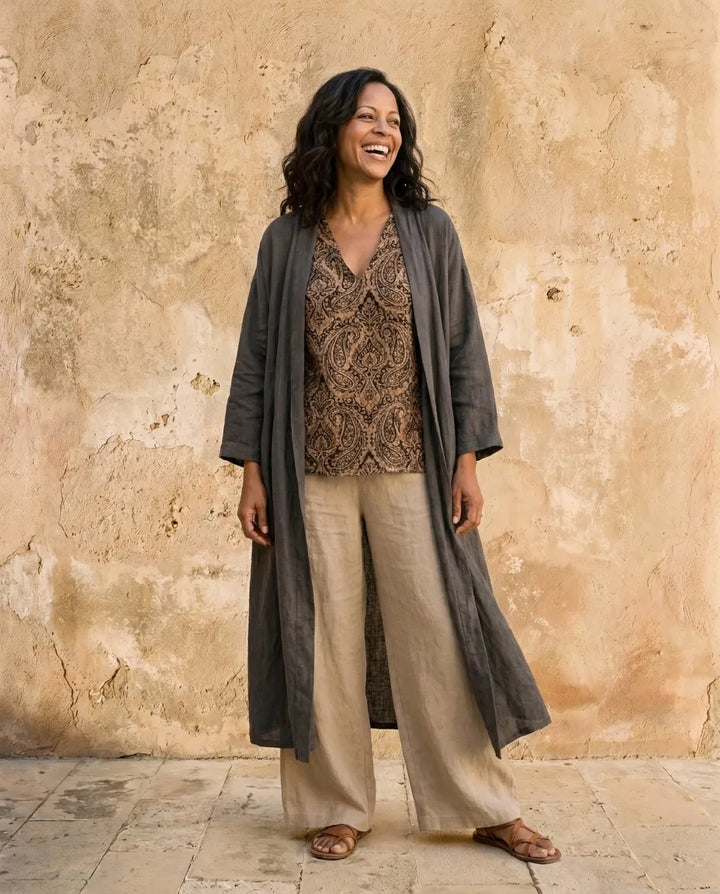 Suzanne | Bohemian Three-Piece Pant Set — Dark gray