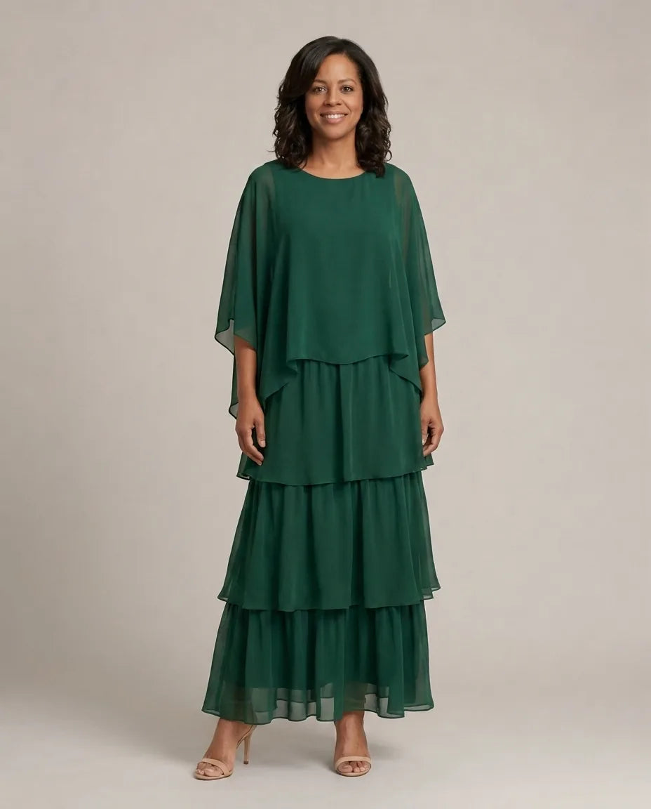 Lara | Elegant Flowing Maxi Dress — Dark Green