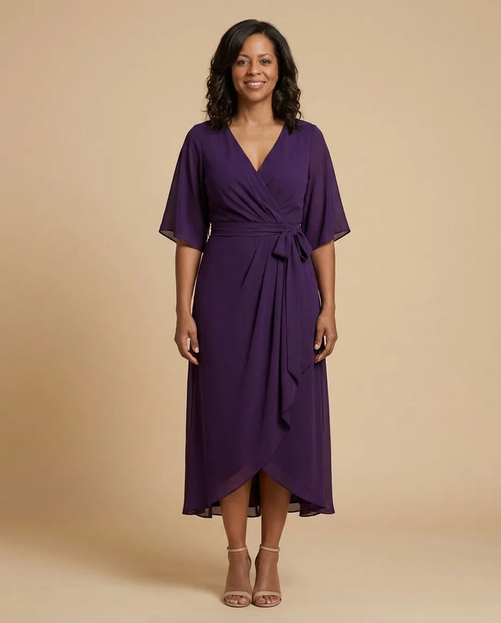 Monica | V-neck dress — Dark Purple