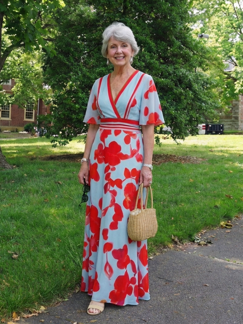 Paige | V Neck Short Sleeve Floral Maxi Dress