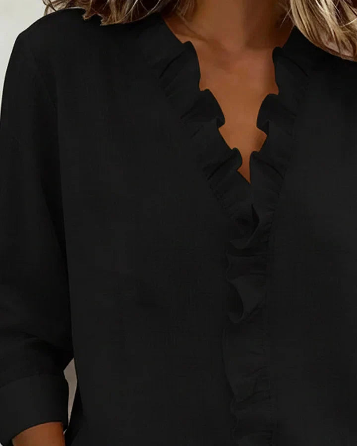 Aletta | Elegant and Flattering Ruffled Blouse with V-Neck