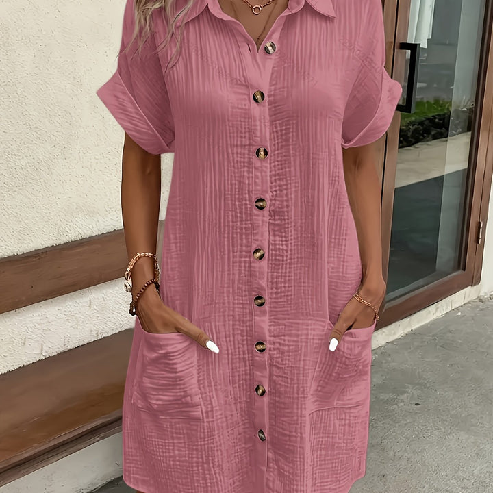 Amara | Elegant Solid Shirt Dress