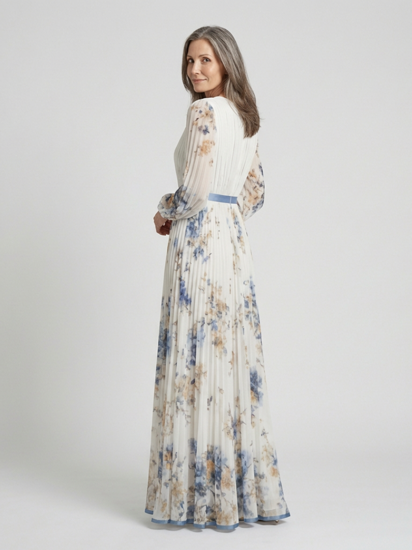 Brielle | Long Sleeve V Neck Floral Maxi Dress