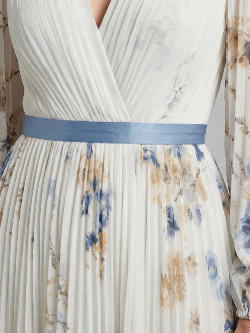 Brielle | Long Sleeve V Neck Floral Maxi Dress