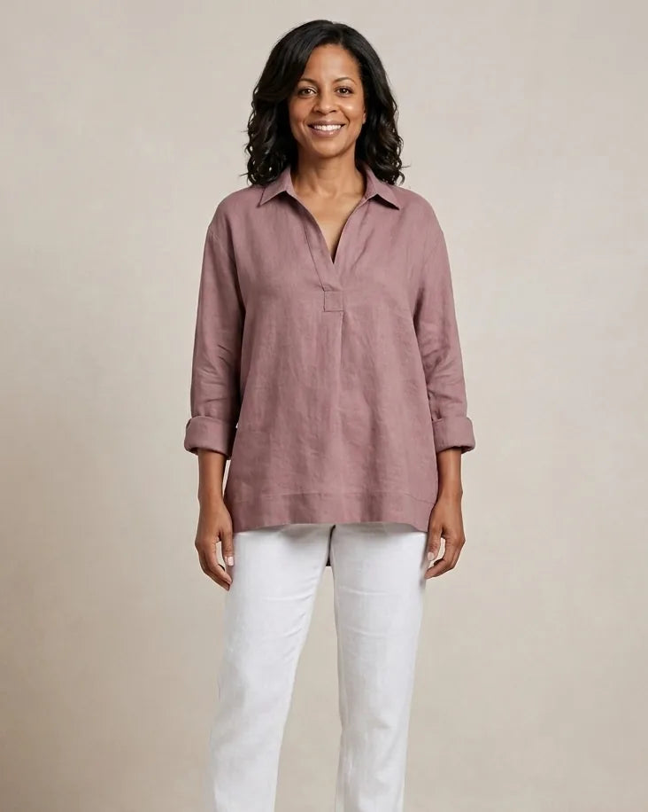 Andrea | Elegant Linen Summer Blouse
