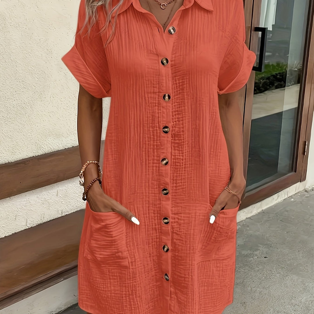 Amara | Elegant Solid Shirt Dress