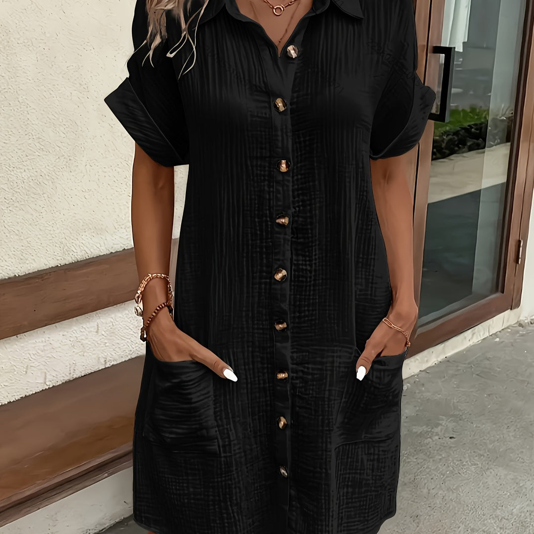 Amara | Elegant Solid Shirt Dress