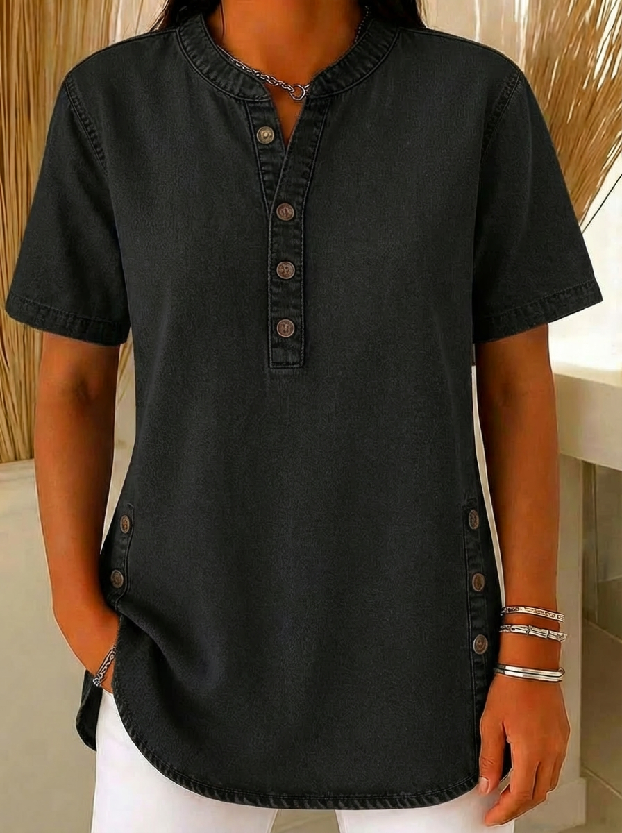 Morgan | Loose Cotton Denim Blouse