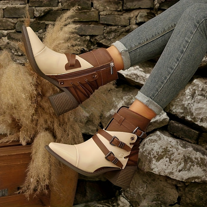 Laura - Wide Calf Western Block Heel Boots