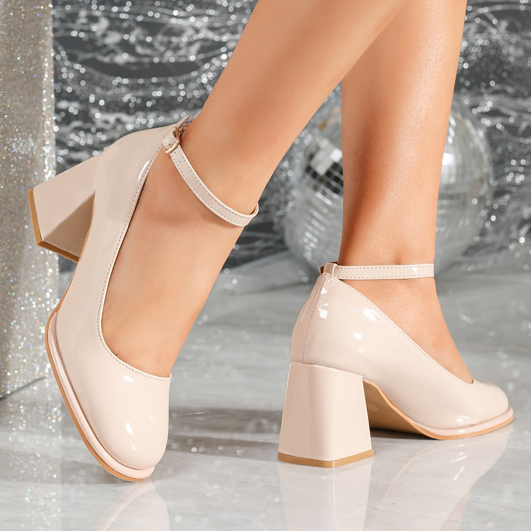Celeste | Patent Leather Heels with Ankle Strap