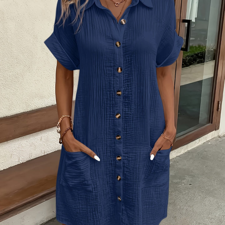Amara | Elegant Solid Shirt Dress