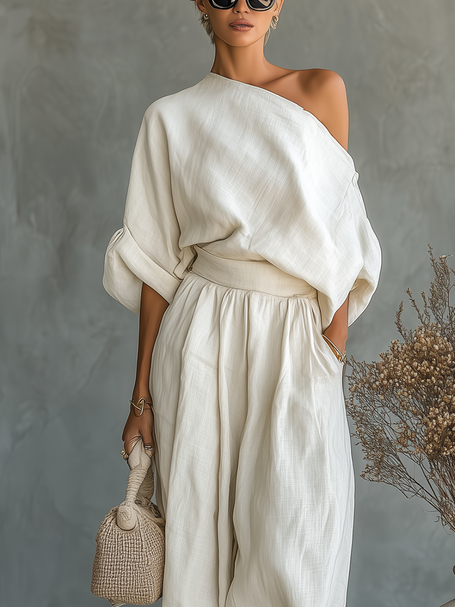 Allison | Soft Off-Shoulder Top and Fitted Pants Set