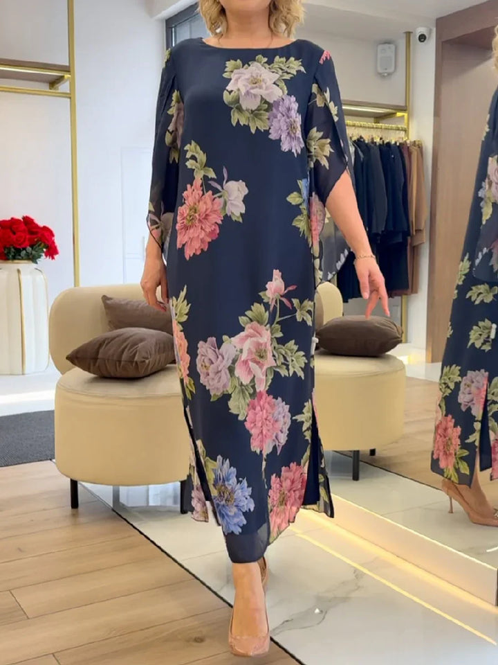 Emma | Floral Print Maxi Dress Lightweight Chiffon Comfort
