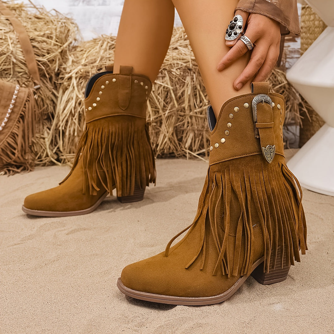 Macey - Vintage Rivet Design Ankle Boots
