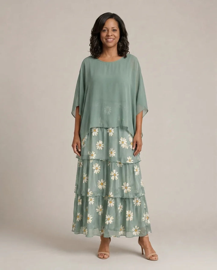 Lara | Elegant Flowing Maxi Dress — Faded Green