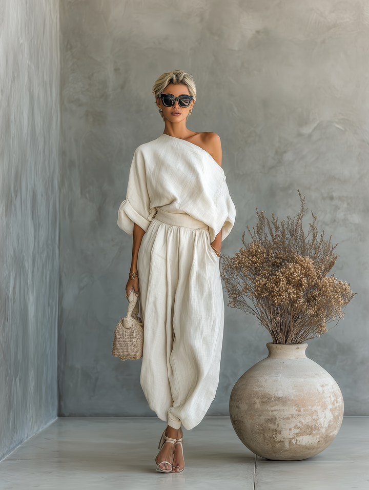 Allison | Soft Off-Shoulder Top and Fitted Pants Set