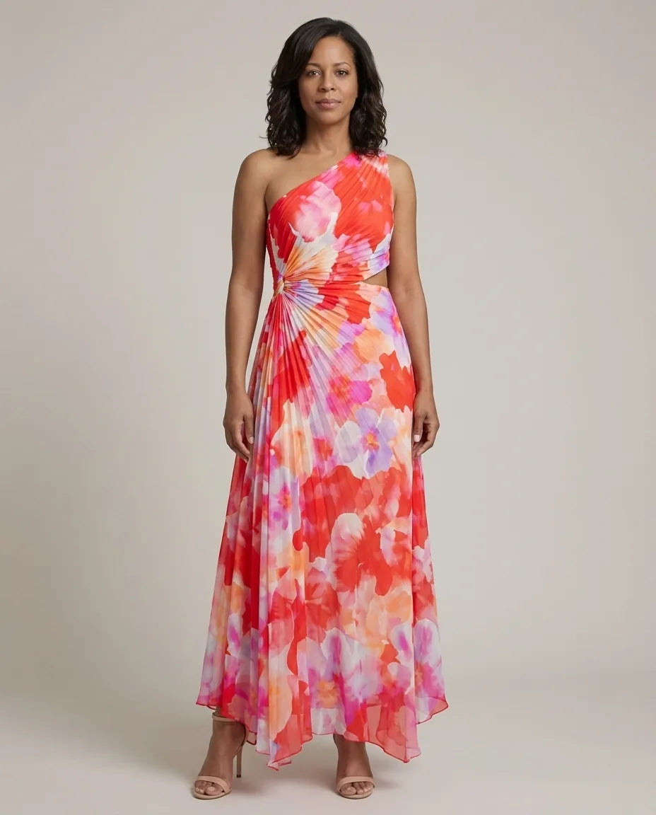 Clara | Vibrant Tropical Evening Dress — Floral Print
