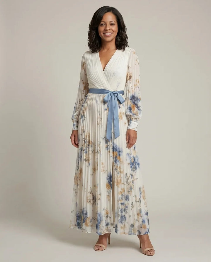 Brielle | Long Sleeve V Neck Floral Maxi Dress — Floral