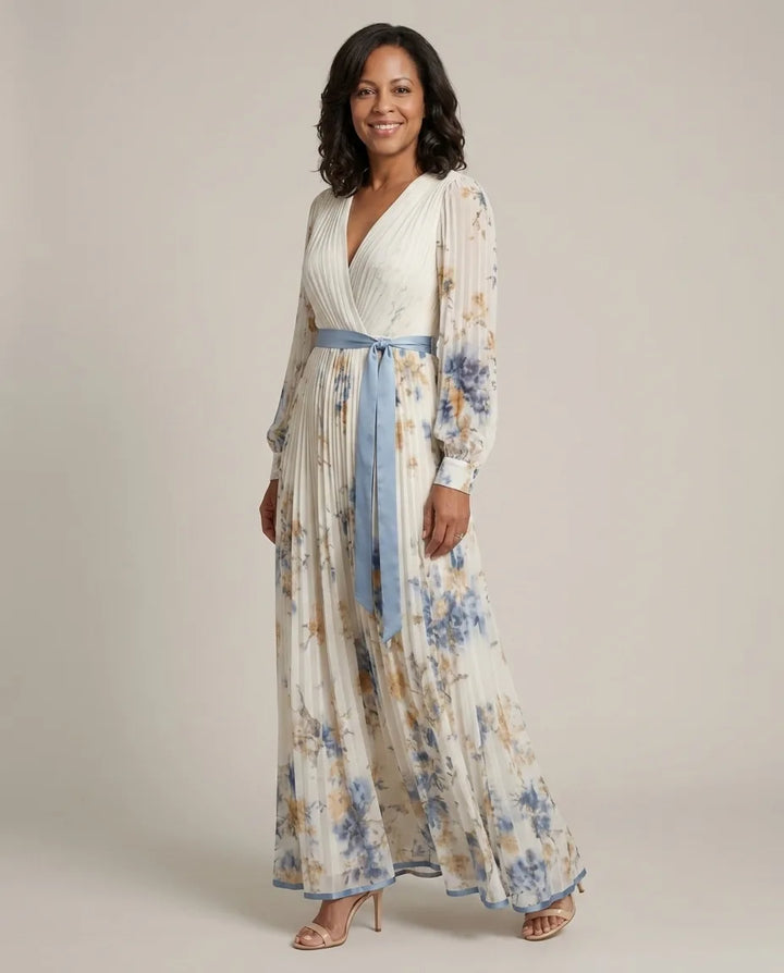 Brielle | Long Sleeve V Neck Floral Maxi Dress — Floral