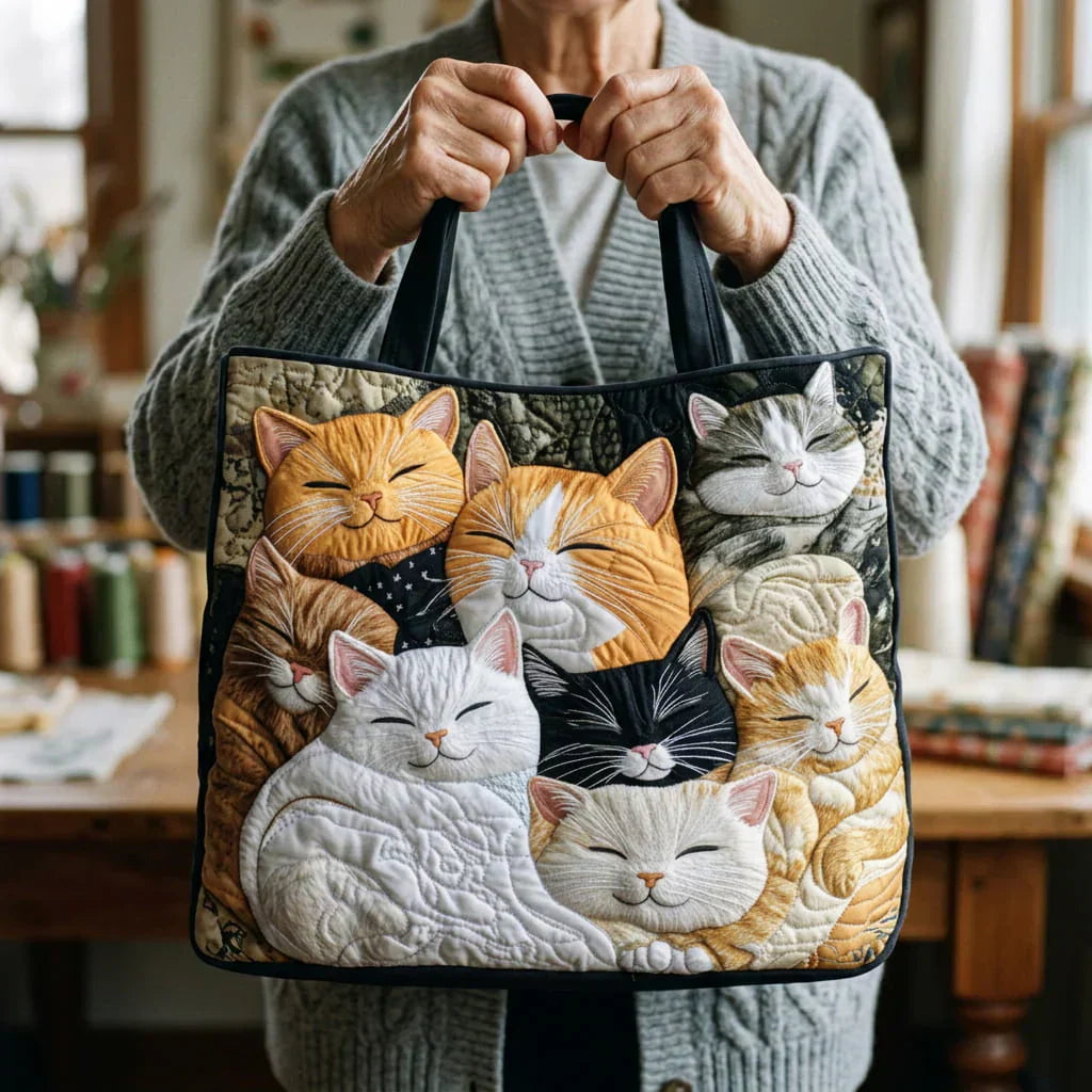 Artisanal Quilted Bag | Sleeping Kittens