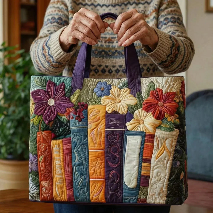 Quilted Tote Bag | Book Lovers