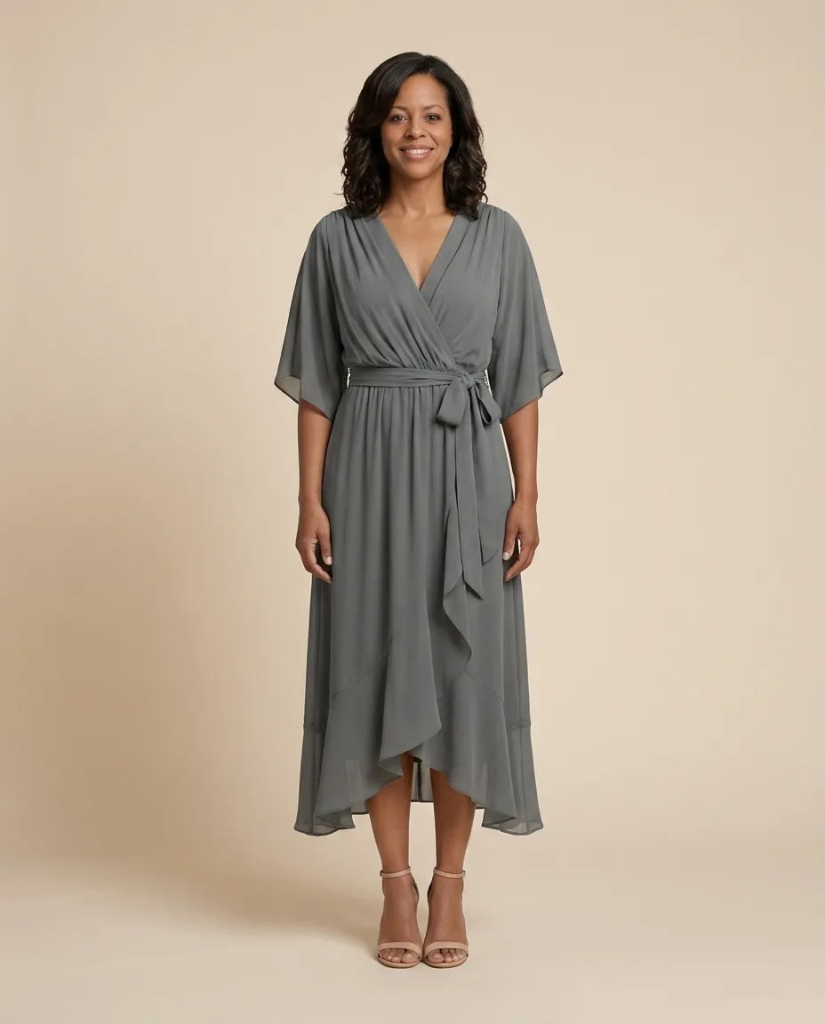 Monica | V-neck dress — Gray