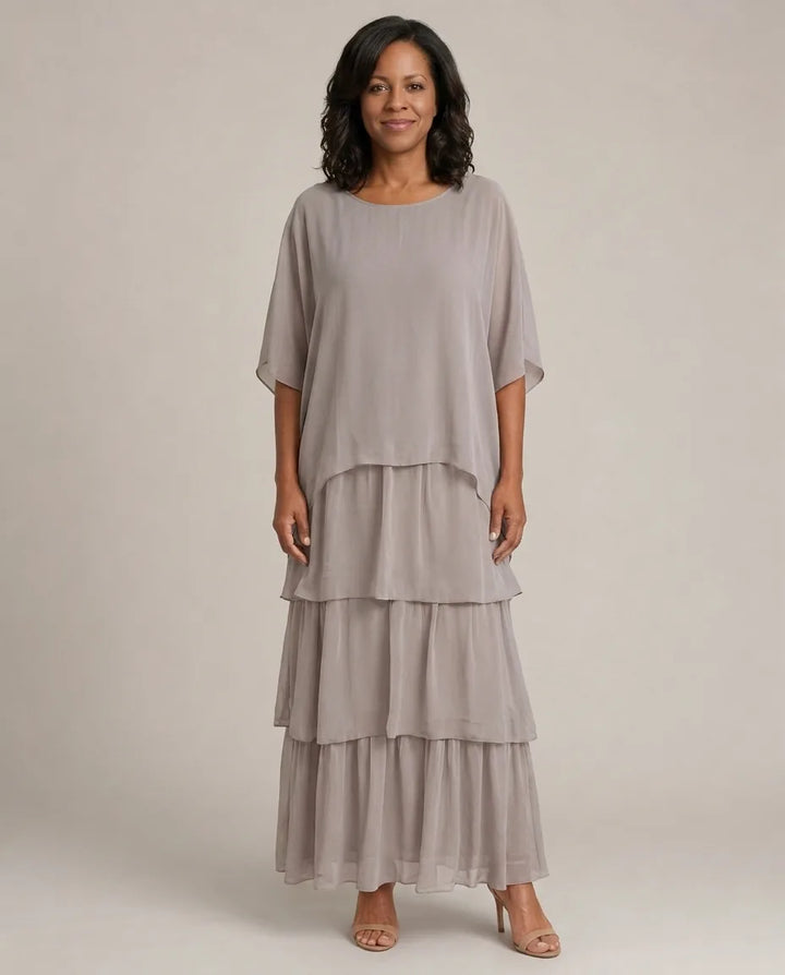 Lara | Elegant Flowing Maxi Dress — Gray