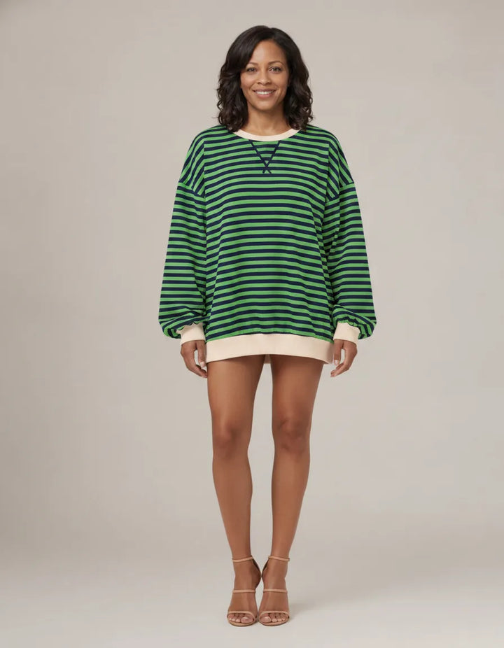 Luna | Striped Sweatshirt — Green