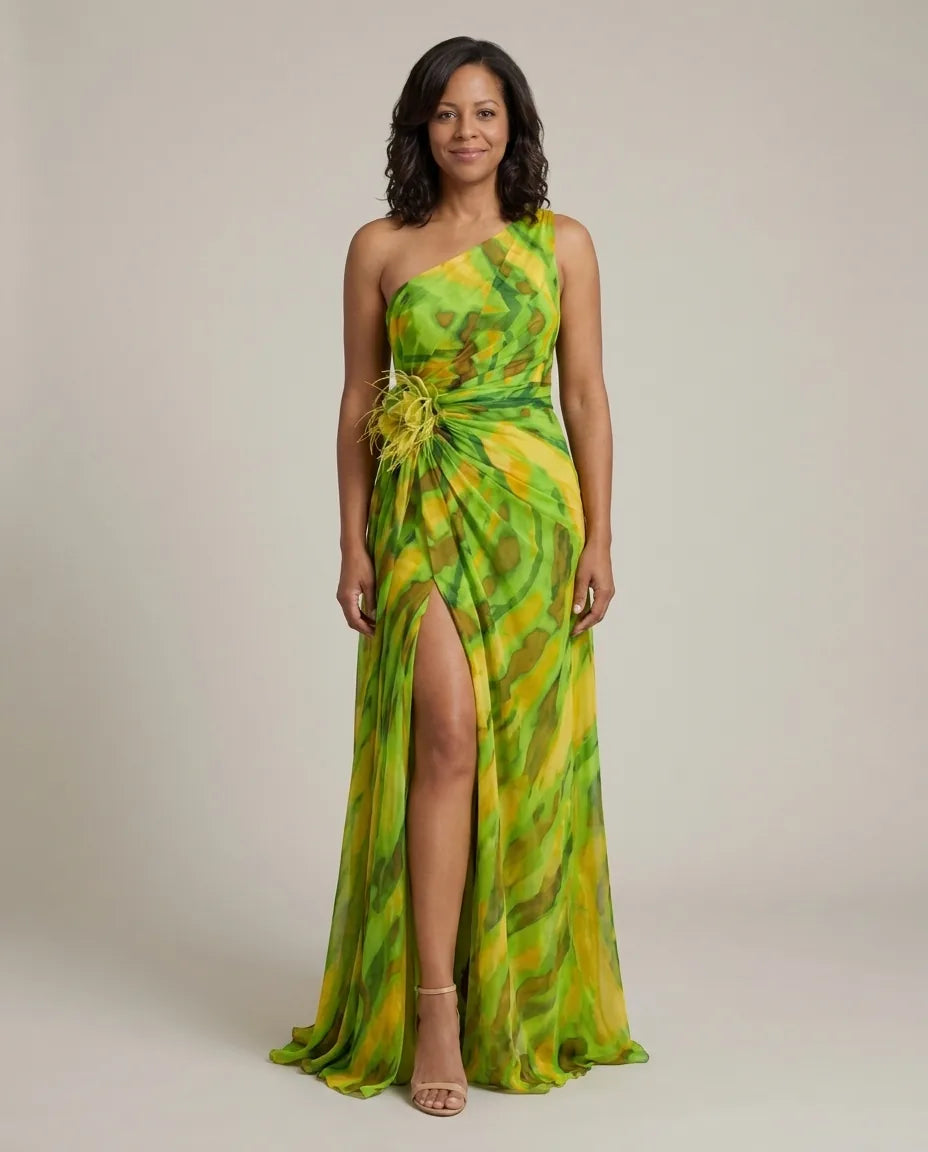 Cora | Vibrant Draped Dress — Green