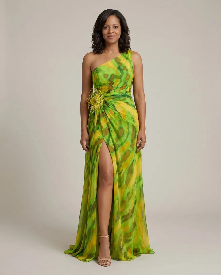 Cora | Vibrant Draped Dress — Green