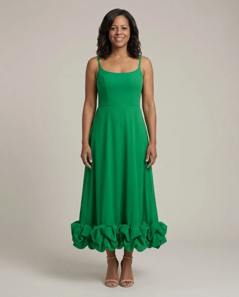Eva | Elegant Flowing Dress — Green