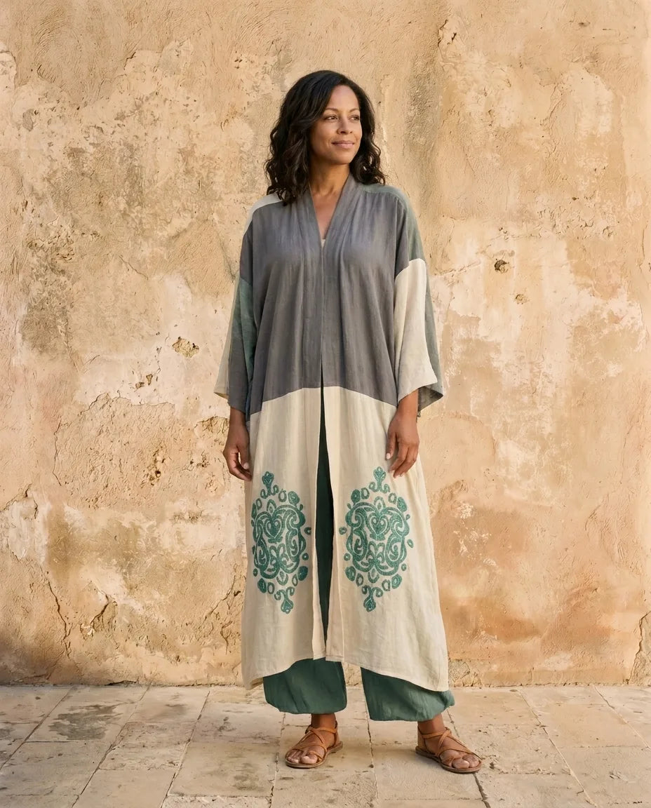 Seraphina | Printed Linen-Blend Three-Piece Set — Green