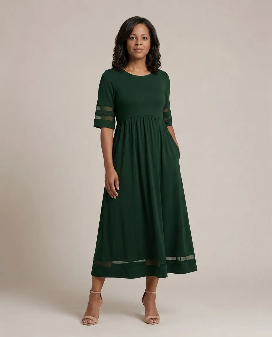 Aubrey | Flattering Tummy-Smoothing Midi Dress — Green