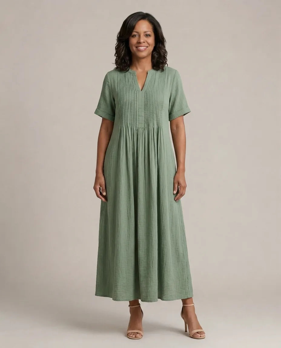 Nathalia | Pleated Dress — Green
