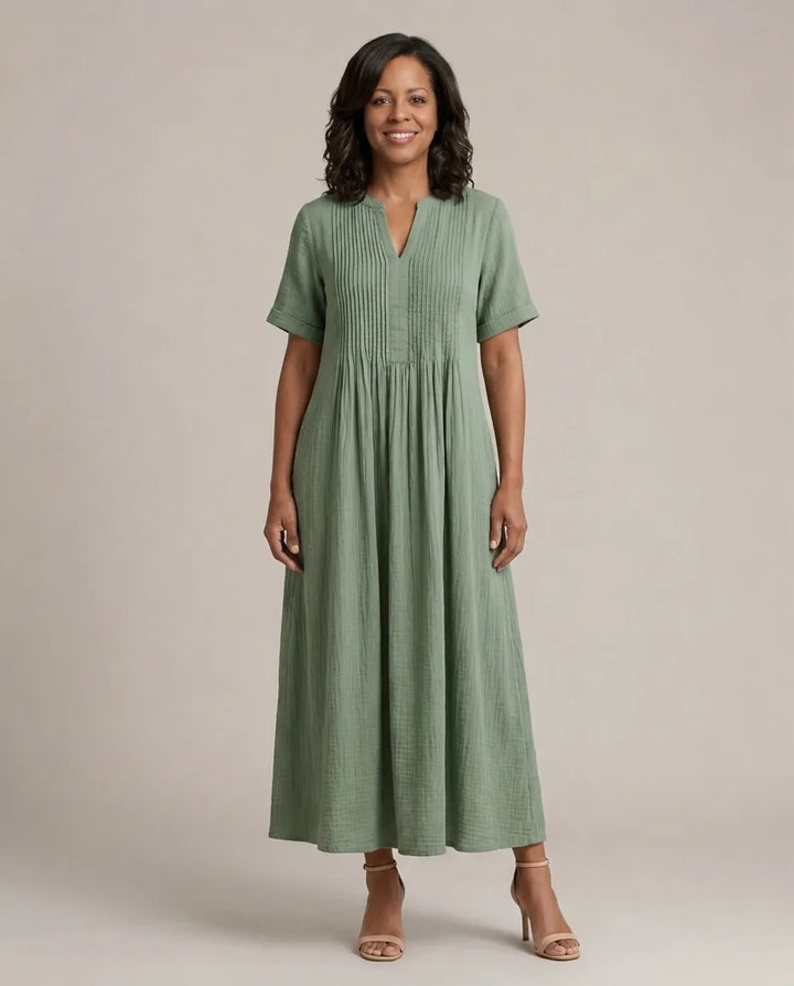 Nathalia | Pleated Dress — Green