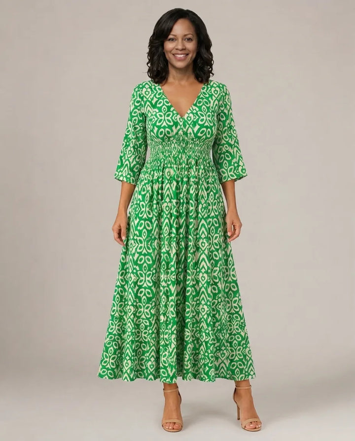 Althea | Bohemian Flow Midi Dress — Green