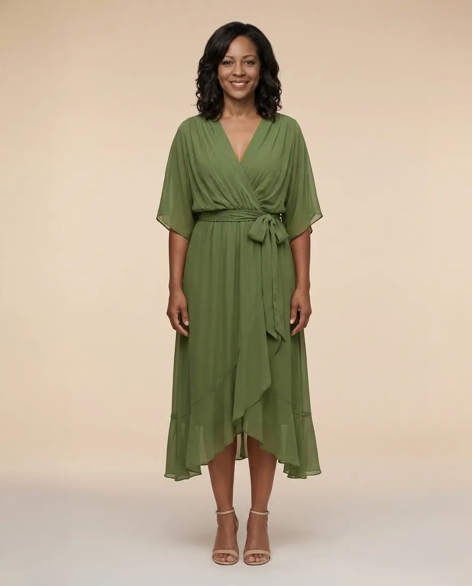 Monica | V-neck dress — Green