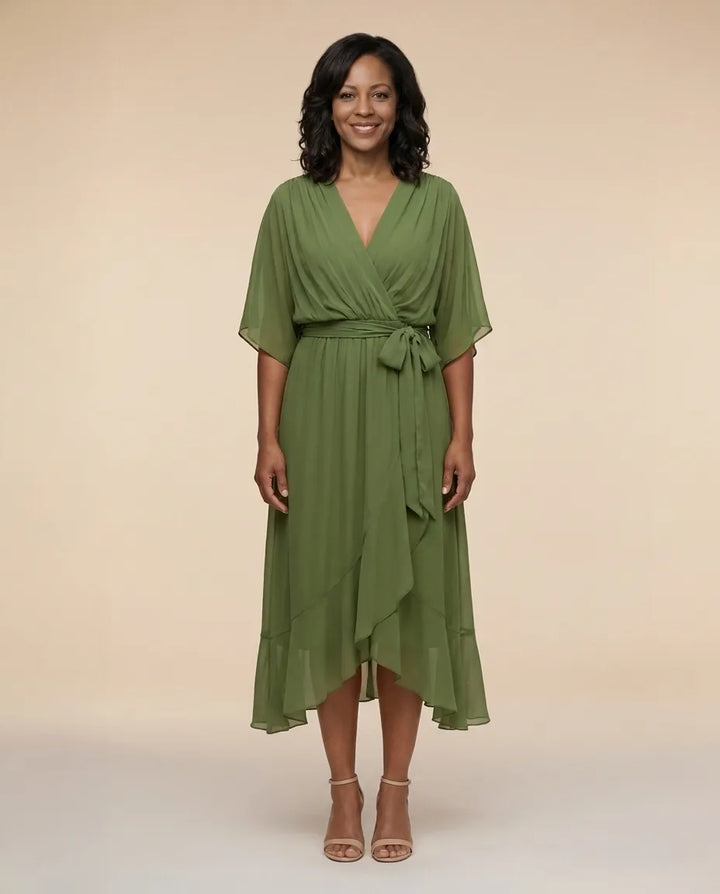 Monica | V-neck dress — Green