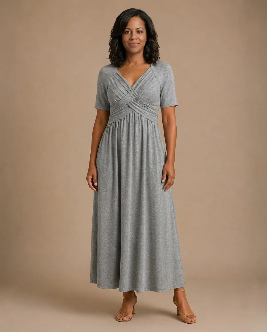 Angeli |  Elegant Midi Dress — Grey