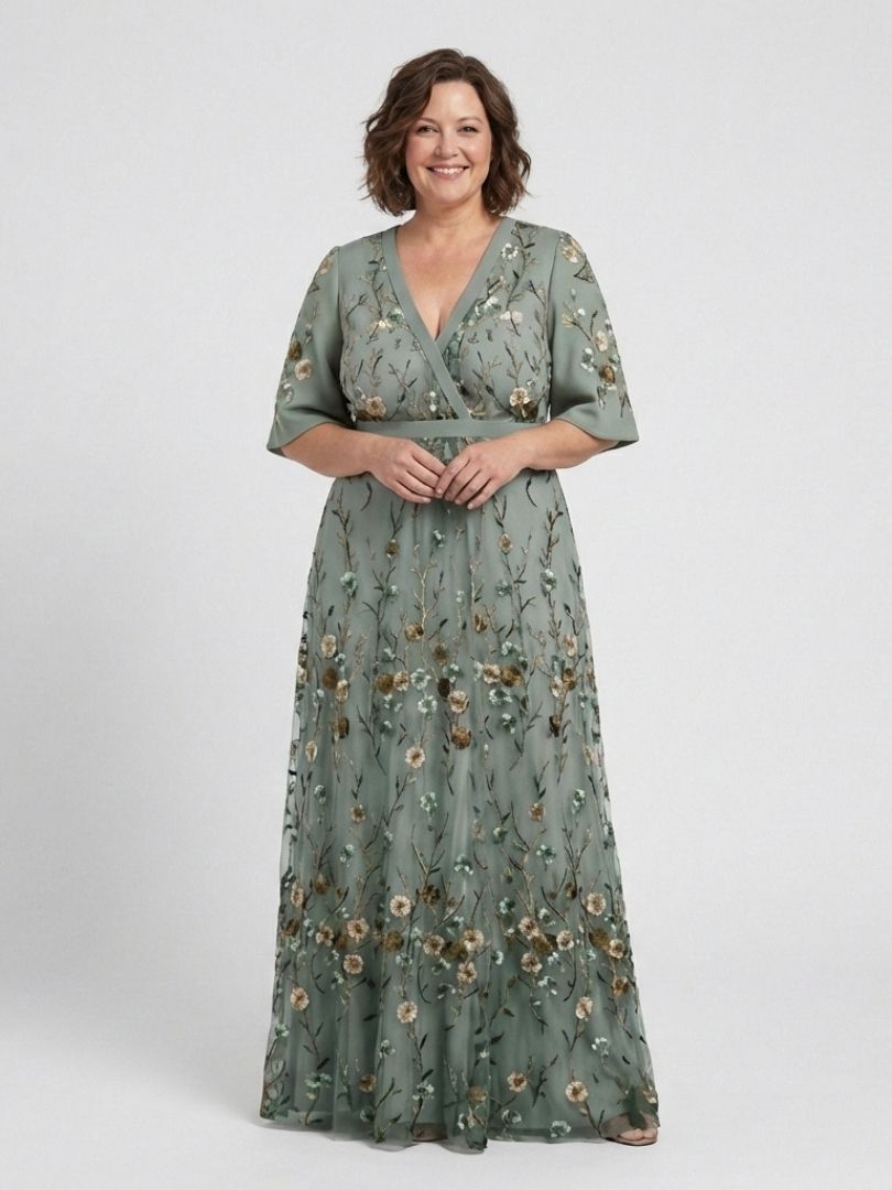 Riley | Floral V Neck Short Sleeve Maxi Dress