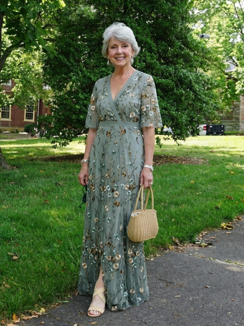 Riley | Floral V Neck Short Sleeve Maxi Dress