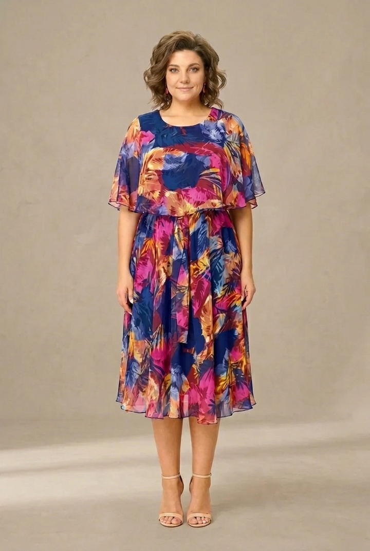 Amelia | Vibrant Print Midi Dress